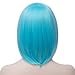 Short Bob Wigs Blue Wig for Women with Bangs Straight Synthetic Wig Natural As Real Hair 12''with Wig Cap BU027BL