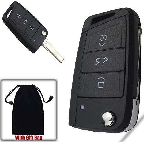 Dewangli Car Key Fob Shell for VW Golf 7 GTI MK7 Skoda Octavia A7 Seat Keyless Entry Remote Case with Key Blank 3 Button