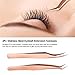 Best Tweezers for Eyelash Extension - Straight and J Curved Pointed Tweezers - Professional Stainless Steel Precision tweezers lash Tweezers Set 2 Pack (Rose-Gold)
