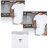 12 Pack Kirkland Signature Men's Crew Neck T-Shirts 100% Cotton Tagless - White