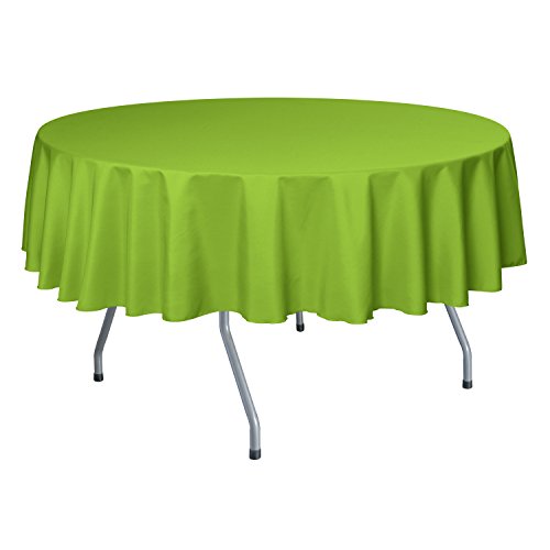 Ultimate Textile 60in Round Tablecloth - Polyester Linen with Stain & Wrinkle Resist, Machine Washable, Seamless Design for Wedding Party Events - Lime, 60" (Round) - Thumbnail 5
