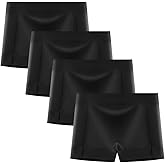 Ayshie Women Soft Seamless Boyshort Underwear Ladies 4 Pack No Show Invisible Under Dress Nylon Boy Shorts Panties (Large, 4Blacks)