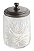 mDesign Bathroom Vanity Glass Apothecary Jars for Cotton Balls, Swabs, Cosmetic Pads - 3pc Set, Clear/Bronze