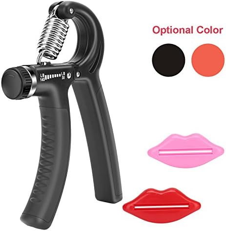 Aollop Hand Grip Strengthener Strength Trainer Adjustable Resistance 30-145 Lbs Arm Hand Exerciser Non-slip Gripper (Including 2 Lip Toothpaste Squeezer) (black)