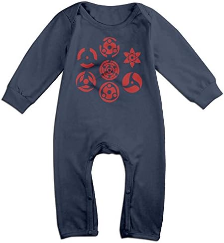 NOXIDN SMWI Baby Infant Romper Sharingan Set Of 7 Pins Long Sleeve Bodysuit Outfits Clothes,Navy 6 M