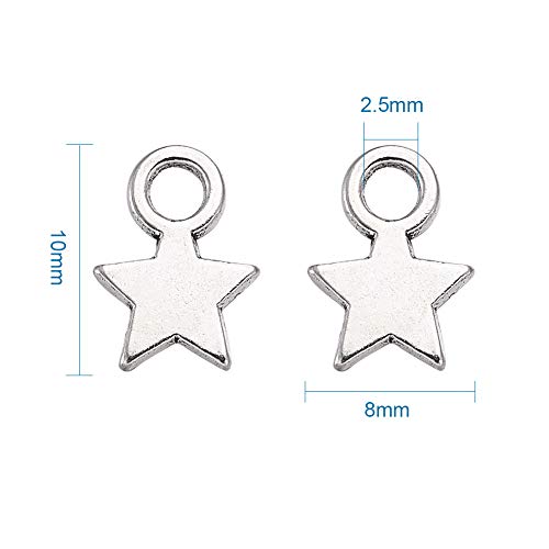 Craftdady 100Pcs Antique Silver Star Charms 10x8mm Tibetan Style Lead Free & Cadmium Free Alloy Star Pendants for DIY Jewelry Craft Making - Thumbnail 5