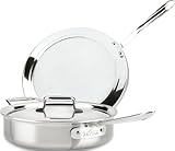 All-Clad BD554045 D5 Brushed 18/10 Stainless Steel 5-Ply Bonded Dishwasher Safe Chicken Fryer with Lid and Screen Cookware, 4-Quart, Silver