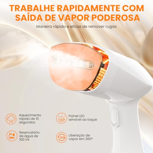 QFUN 127V Vaporizador de Roupas e Passadeira a Vapor Portátil 2 em 1 1200W – Aquece em 30s, Kit Viagem com Acessórios, Funciona como Ferro a Vapor Portátil