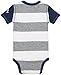 Burt's Bees Baby Baby Boys' Rugby Stripe Buzz Organic Bodysuit, Heather Grey, 12 Months