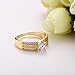 AmDxD Jewelry Gold Plated Women's Gold Engagement Rings Big Round CZ with 3 Rows Crystal Size 8