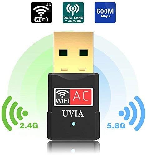 UVIA USB WiFi Adapter 600Mbps 2.4G/5G Dual Band Wireless WiFi Dongle Network Card for PC/Desktop/Laptop,Supports Windows 10/8/7/Vista/XP,Mac OS X 10.4-10.12 (Mini AC600)