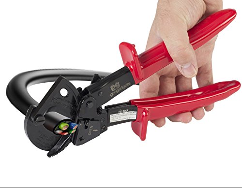 Ratcheting Cable Cutter - Heavy Duty Copper and Aluminum Wire Ratchet Tool - Anti-Slip Rubber Hand Guards - Range: 240mm² - By Gee Gadgets
