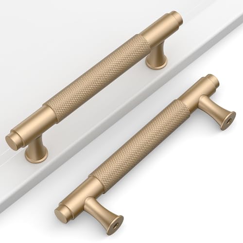 Photo 1 of Coinkoly 10 Pack 6-1/4"(96mm) Champagne Copper Cabinet Pulls Knurled Kitchen Cabinet Handles Drawer Pulls Champagne Cupboard Hardware for Cabinets CK0029