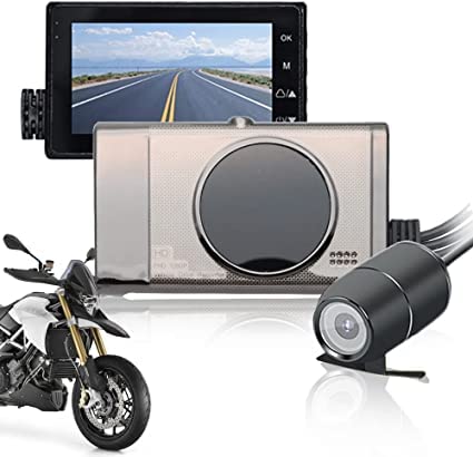 Unifizz Motorcycle Camera, Dash Cam Video Recorder 3"- 1080P HD 120 Degree Action Dual Cam