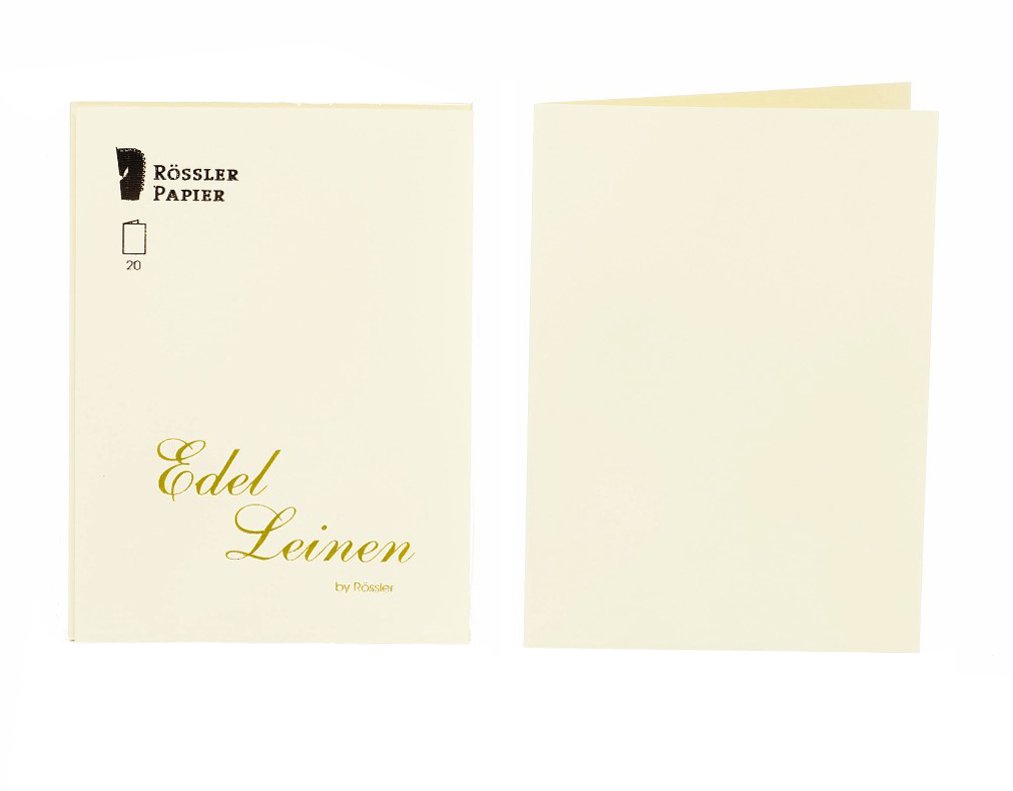 Rössler 2160705802 A6 Linen Embossed Flat Card - Ivory (Pack of 20)