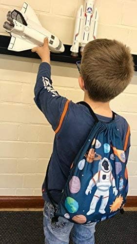 HECKBO kids astronaut space gym drawstring bag, 40x32cm, 12.6" x 15.8", string bag - Image 5