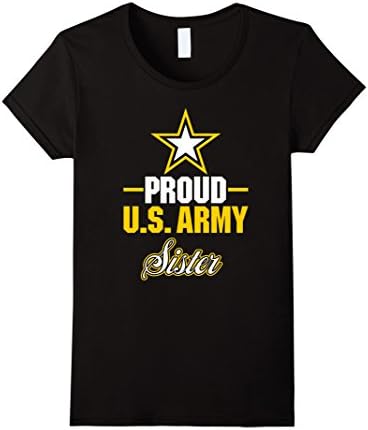 Women's Army Sister T-Shirt "Proud US Army Sister" Medium Black