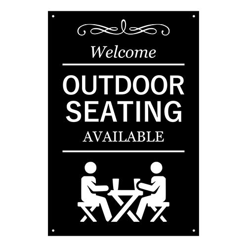 OUTDOOR SEATING AVAILABLE SIGN - Black & White