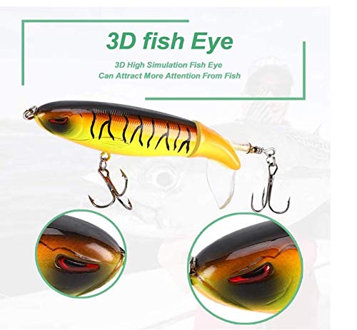 Bleistift Popper 6 Stück Kunstköder Angelköder Wobbler Set, Wobbler Kunstköder Angelköder Set AngelKöder Whopper Plopper Kunstköder mit Schwimmendem – Bild 4