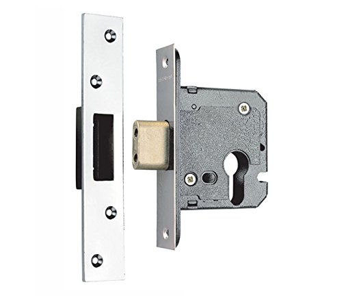 Euro Deadlock Cylinder Lockcase with 57mm Backset in Satin Stainless Steel