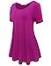JollieLovin Women Plus Size Short Sleeve Summer Long Tunic Tops Loose Fit T-Shirt to Wear with Leggings(1X,Fushia)