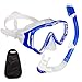 WACOOL Snorkeling Snorkel Diving Scuba Package Set Gear for Kids Youth Junior Anti-Fog Coated Glass with Silicon Mouth Piece Purge Valve and Anti-Splash (DarkBlue)