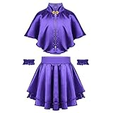 ACSUSS Kids Girls Greatest Show Anne Wheeler Costume Cape Tops with Pleated Skirt Wristband Outfits Purple 6-8