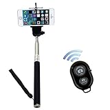 New Design Leapcama Self Portrait Self Shot Monopod Selfie Stick With Phone Holder For Samsung iPhone Blackberry With Bluetooth Remote Camera Wireless Shutter (blackMonopod+blackRemote)