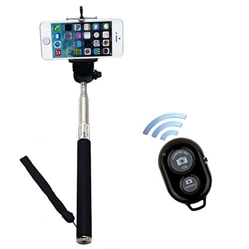 New Design Leapcama Self Portrait Self Shot Monopod Selfie Stick With Phone Holder For Samsung iPhone Blackberry With Bluetooth Remote Camera Wireless Shutter (blackMonopod+blackRemote)