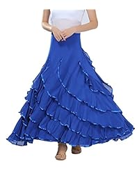 Falda de baile latino para bailar en el salón de baile, larga, con rastrillo