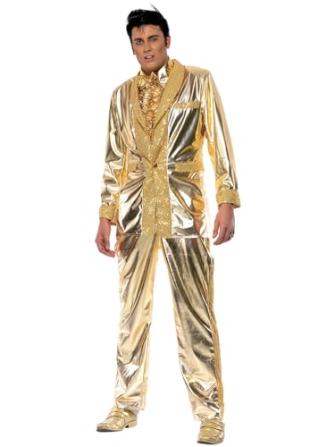 Smiffys Official Licensed Elvis Presley Costume for Adults, Metallic Gold