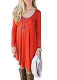 Women's Long Sleeve Casual Loose T-Shirt Dress Orange L