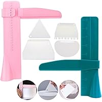 2pcs Adjustable Cake Smoother Polisher with 4pcs Different Scrapers, FineGood Fondant Cream Edge Smoothing Decorating Tools - Green, Pink