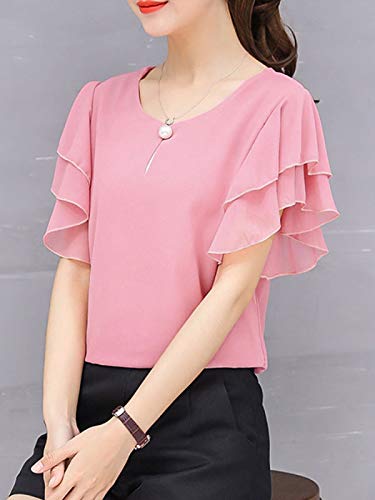 pink ruffle sleeve top