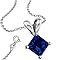 FANTOM Simulated Sapphire Cubic Zirconia Necklace Pendant with 18 Inch Rolo Chain in 925 Sterling Silver
