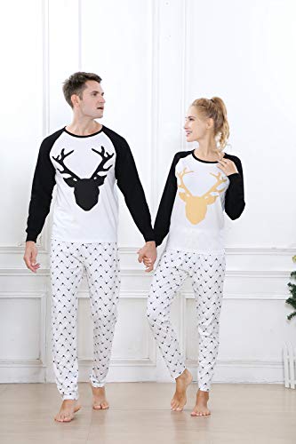 Benaive Family Xmas Pajamas Set Boys Girls Holiday Pjs Women Men Sleepwear (White, Reindeer, 6)