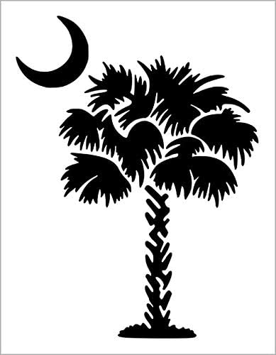 Mixed Media - PALMETTO TREE Palm Moon South Carolina Flag 8.5