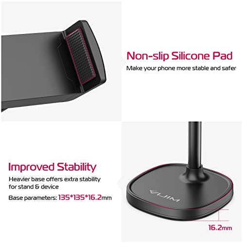 ULANZI Cell Phone Stand Mount for Desk, Vijim HP004 Adjustable Height & Angle Phone Holder, 360 Degree Rotating Desktop Phone Stand Compatible with iPhone, Samsung and All Phones