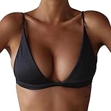 TOOPOOT Women Push-up Padded Bikini Top (S, Black)