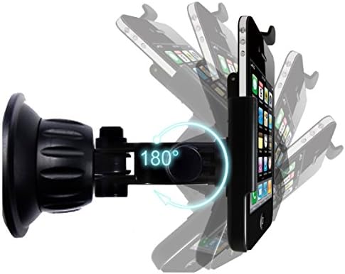 BlackFox Digidock In-Car Holder with 360 Degree Rotatable Cradle and Mount for Windshield and Dashboard fits iPhone SE/5/5S/5C/4/3GS/3, iPod Touch