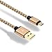Micro USB Cable 6Ft, 2 Pack Gold-Plated Premium Long Fast Quick High Speed Nylon Braided Charging Charger Cable Cord for Samsung Galaxy S7 Edge S6 Note LG HTC ZTE BLU Huawei Android Cell Phone