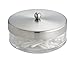 mDesign Round Bathroom Vanity Countertop Storage Canister Glass Jar Combo with Metal Lid for Cotton Swabs, Rounds, Balls, Makeup Sponges, Bath Salts - Set of 3 - Clear/Brushed