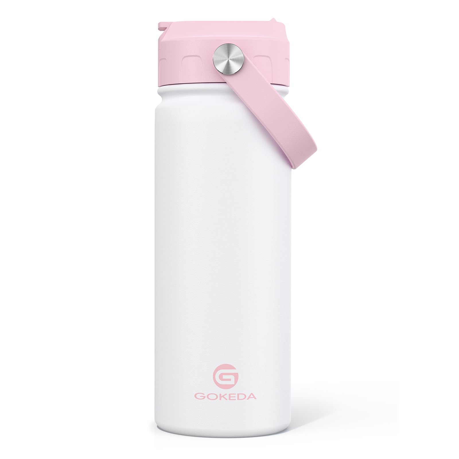 Photo 1 of **missing straw**18oz Kids Water Bottle, Insulated Water Bottles with Stickers, 18/8 Stainless Steel Vacuum Leak Proof Straw Cup for School, Gifts for Boys Girls(Pink,White)