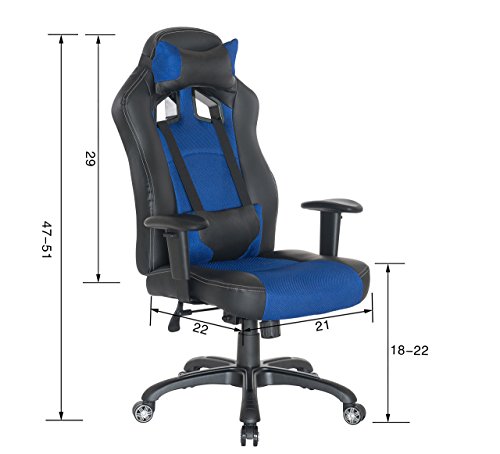 Guyou Racing Gaming Chair Ergonomic High Back Swivel Computer Office Chair With Lumbar Support and Headrest(Large, Widened)
