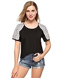 Zeagoo Women Summer Short Sleeve Blouse Casual Tops Lace T-Shirt