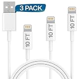 iPhone Charging Cable (10-ft) Infinite power - 3-Pack Charger Cable/Data Sync Fast for iPhone USB Charging Cable Cord Compatible with iPhone X Case/8/Plus/7/Plus/6/6S Plus/5S/5, Ipad Case, White