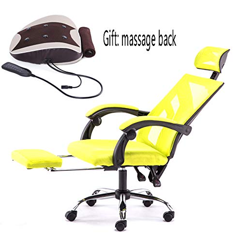 Office Computer Office Chair, Home Ergonomic Gaming Chair, Reclining Foot Lift Swivel Chair, with Massage Lumbar Pillow, Comfortable Cushion is More Suitable for The Workplace,B