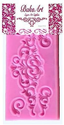 BakeArt 5 Part Victorian Filigree Scroll Flourish Fondant &amp; Gumpaste Mold, Mat Used for Sugarcraft, Sugar-lace, Candy, Cupcake, Cake Decoration, &amp; Polymer Clay