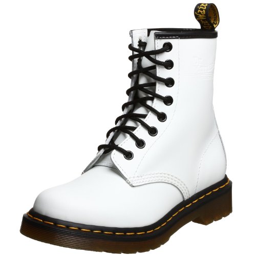 Dr. Marten's Women's 1460 8-Eye Patent Leather Boots, White Smooth Leather, 10 B(M) US Women / 9 D(M) US Men