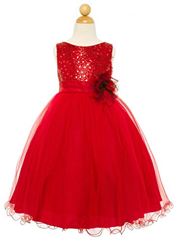 Sparkly sequin tulle flower girls christmas holiday party dress r…